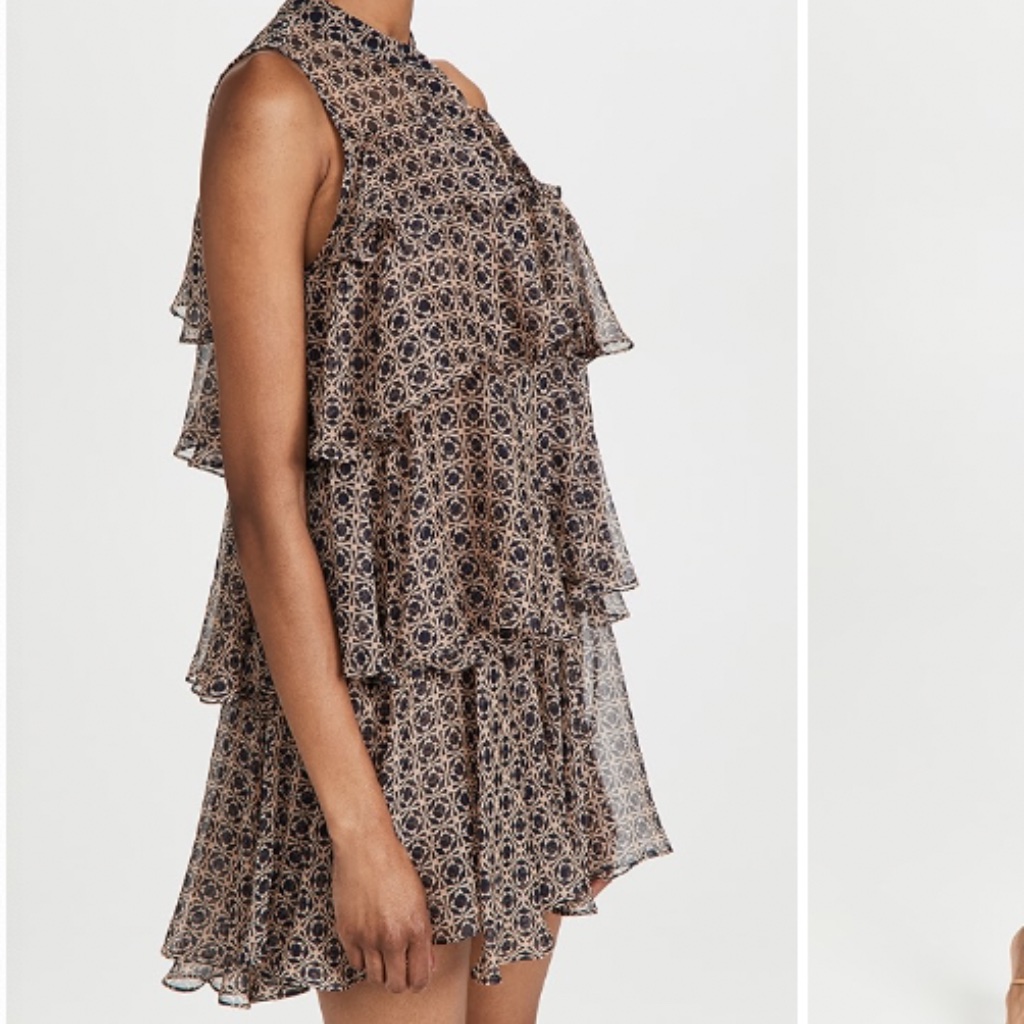 Misa Emogene Tiered Ruffled Mini Dress In Tamarin Tile Sz M